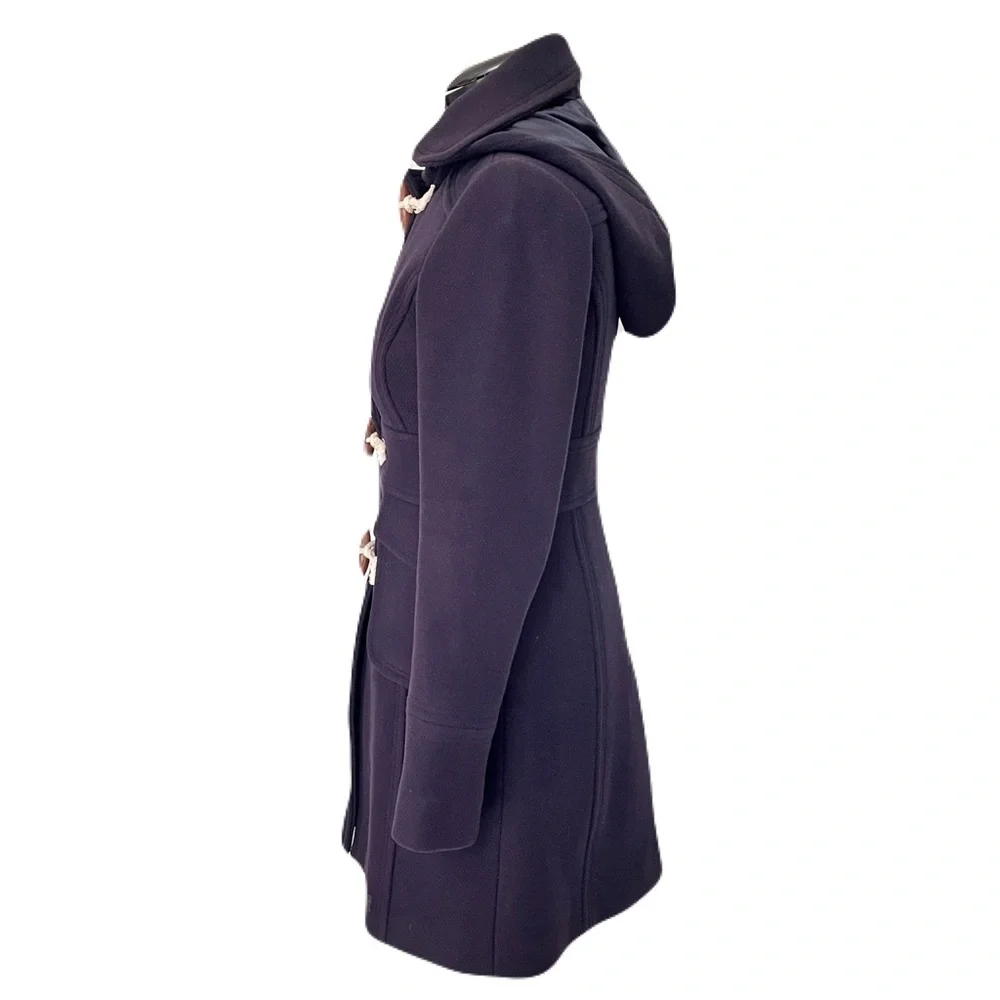 J. Crew Navy Wool Blend Toggle Hooded Coat, Size 6
